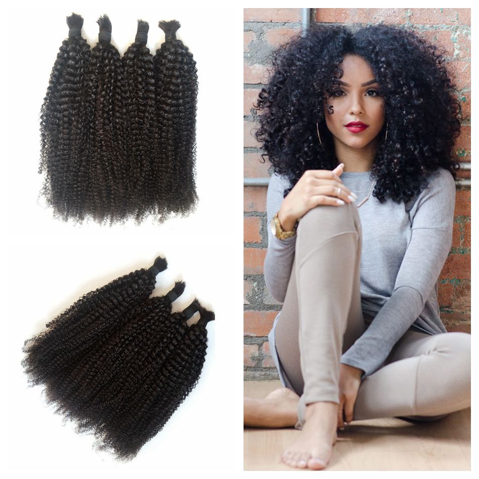 100 Human Hair Braiding Bulk Kinky Curly No Weft Mongolian ...