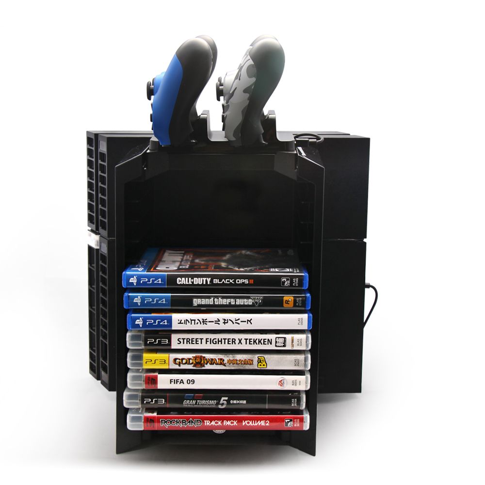 PS4 Multifunctional Game Disk Storage Tower Holder with Playstation 4