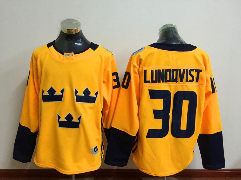 2019 2016 WCH Team Sweden Ice Hockey Jerseys Cheap 30 Henrik Lundqvist