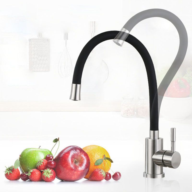 Multi Color Single Handle Kitchen Faucet Hole 360 Rotate Mixer Universal Tap Stainless Steel Brushed Sink Taps