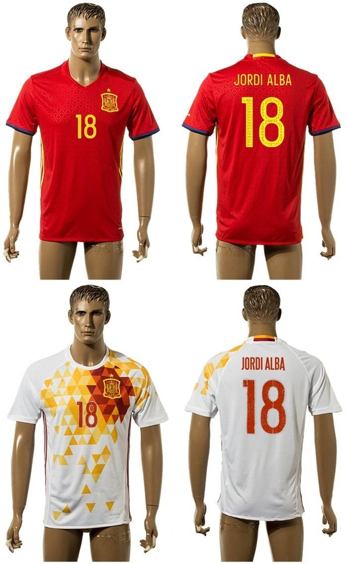 2020 2016 European Cup Spain #18 JORDI ALBA Home/Away ...