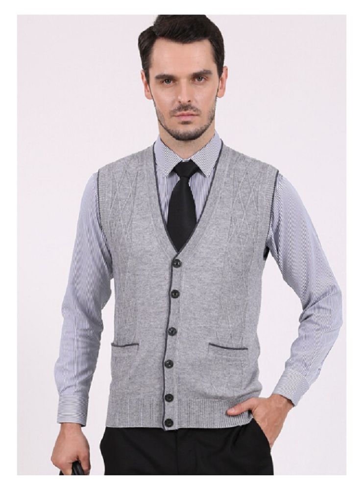 mens sleeveless sweater vest with buttons