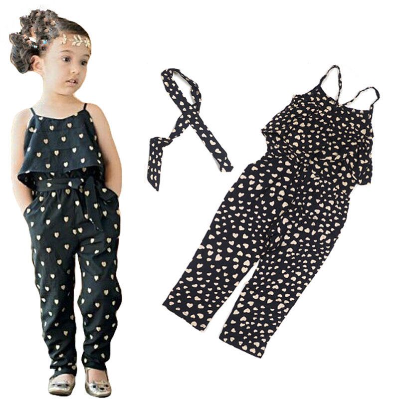 2016 Summer Girls Casual Suspender Thouser Sling Clothing Sets