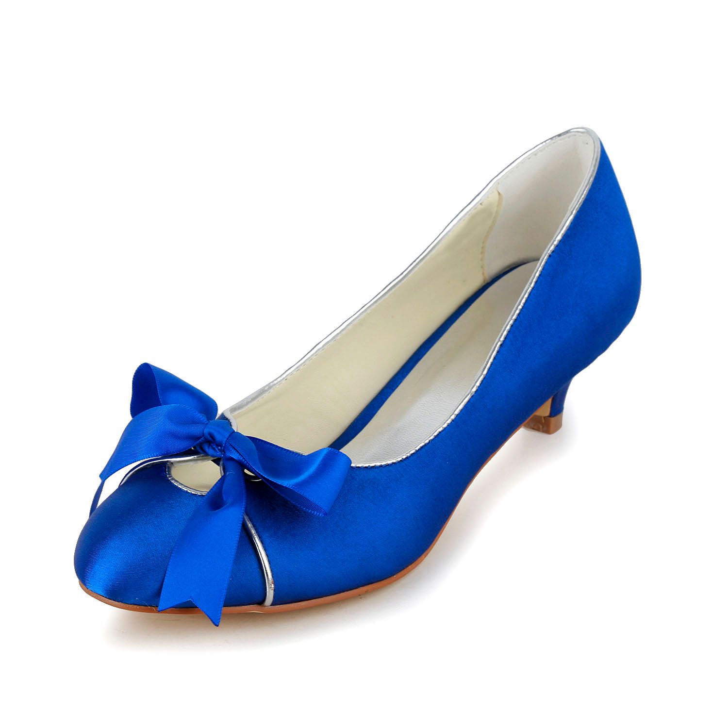 Royal Blue  Wedding  Dress  Shoes  2019 Bridal  Low Heel  Heel  