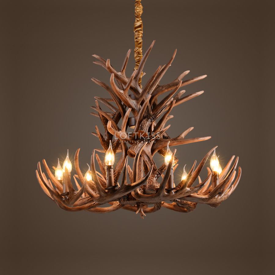 Antler Chandelier Vintage Style Resin Deer Horn 8 Antler Chandelier Vintage Style Resin Deer Horn 8 Lightsbulbs Included Mule Yellow Pendant Light Nautical