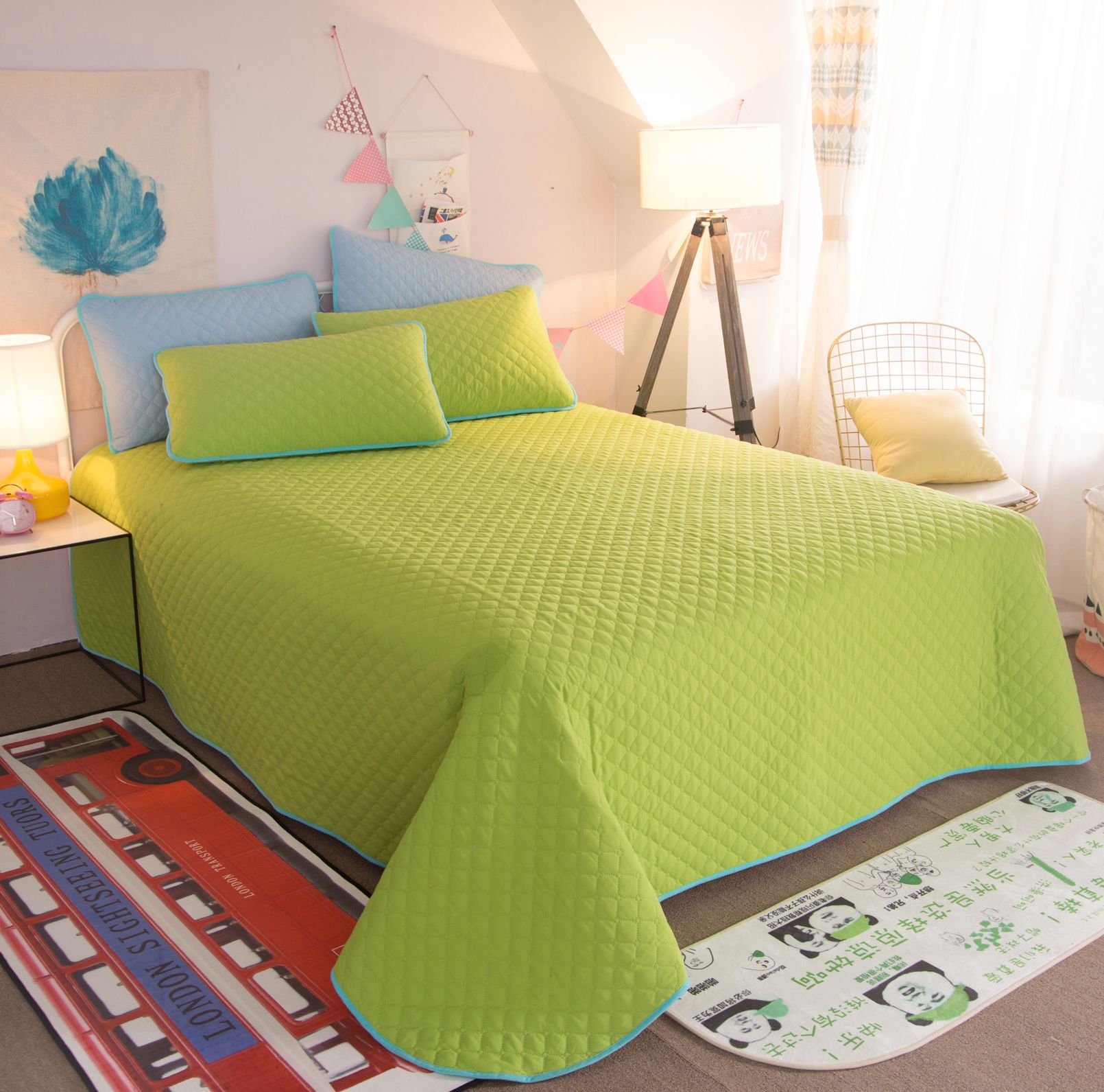 7 Multicolors Elegant Korean Cotton Solid Green Color Printing 7 Multicolors Elegant Korean Cotton Solid Green Color Printing Bedding Sets Single Twin Full Queen King Size Bed Cover Sheet Pillow Shams Tropical