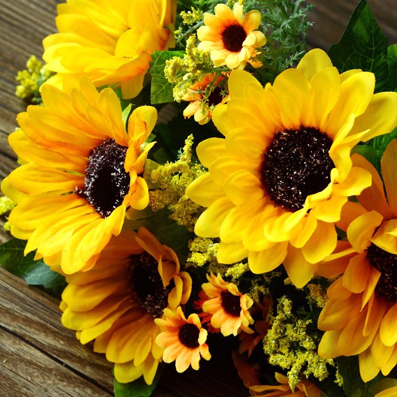 27cm length real touch sunflower artificial silk sunflower 5 heads