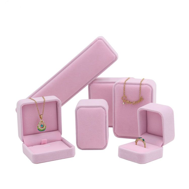 2020 Pink Jewelry Gift Packaging Box Velvet Ring Cufflink Earring
