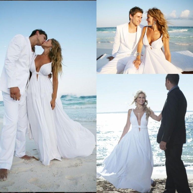 Discount Cheap 32 Chiffon Beach Wedding Dresses Spaghetti Straps ...