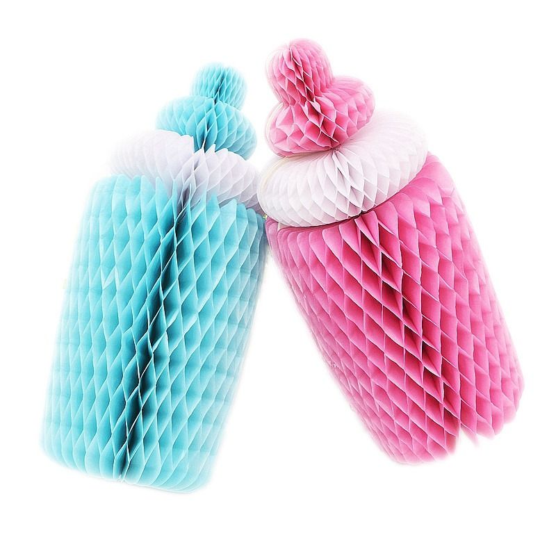 Big Pink Blue Cute Honeycomb Baby Bottle Nursing Bottle Paper Big Pink Blue Cute Honeycomb Baby Bottle Nursing Bottle Paper