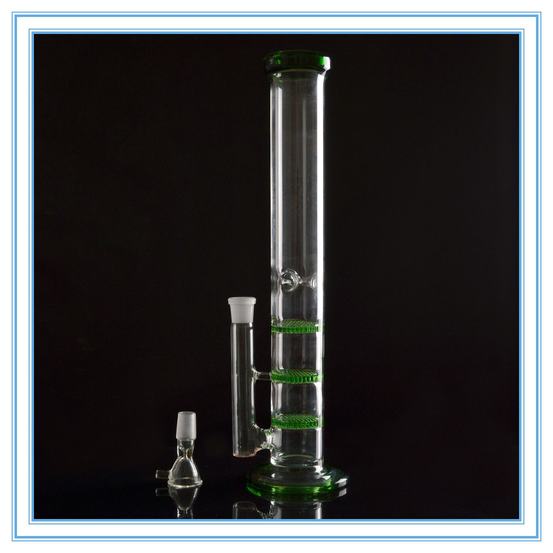 2019 Green Glass Water Pipes With Classic 3 Layer Percolator