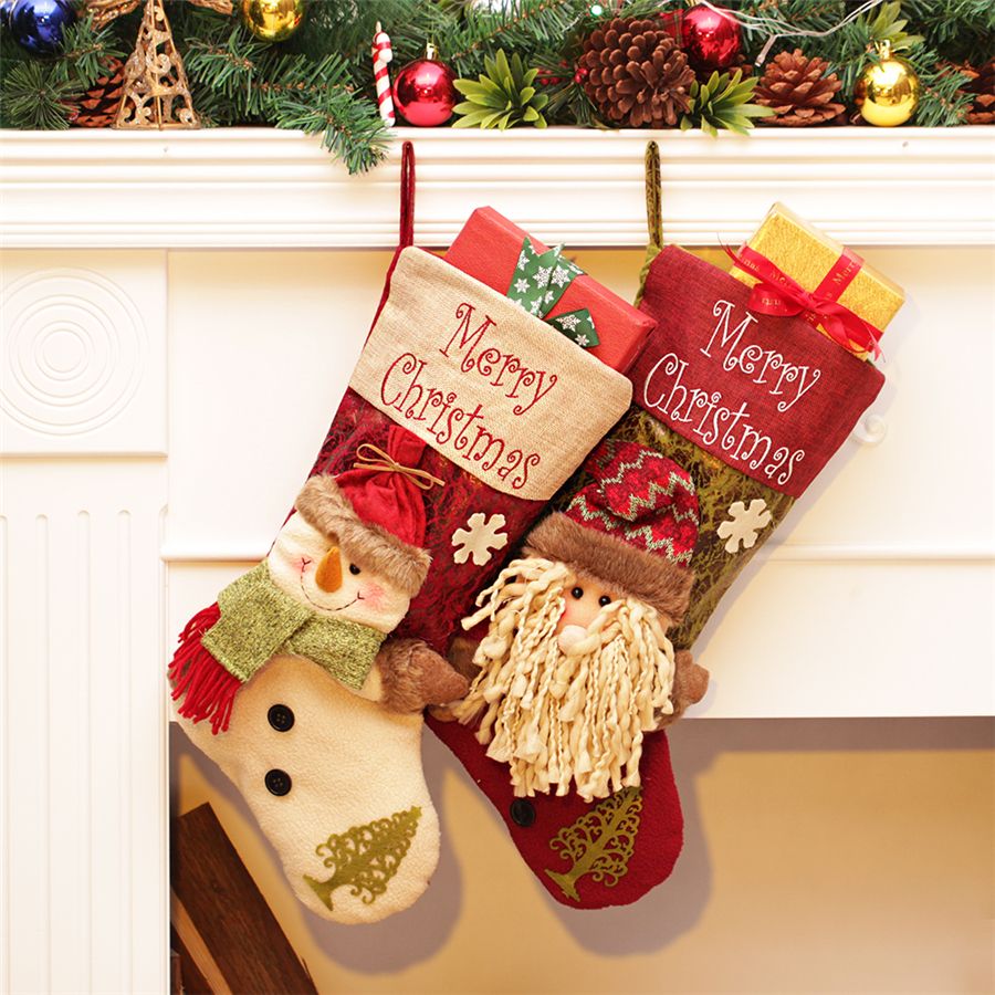 Christmas Stocking Big Size Santa Sack Santa Claus Snowman Gift Bags Candy Bags Christmas Pendant Ornament Filler Best Holiday Decorations Best Xmas