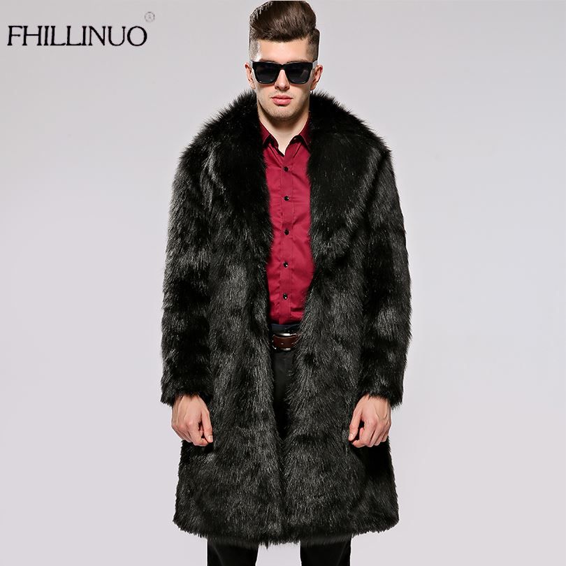 Online Clic Black Hooded Men S Faux Fur Coat 2017 Winter Black Faux Fur Coat Gy Ofgpuur
