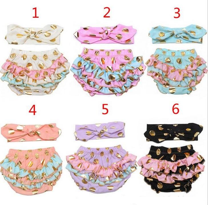 6 Design Kids Bronzing Dot Pp Pants Hair Band Suit Free Dhl Fashion Baby Toddlers Boy Girl Bowknot Dot Pants Shorts Leggings Boys In Sport Shorts