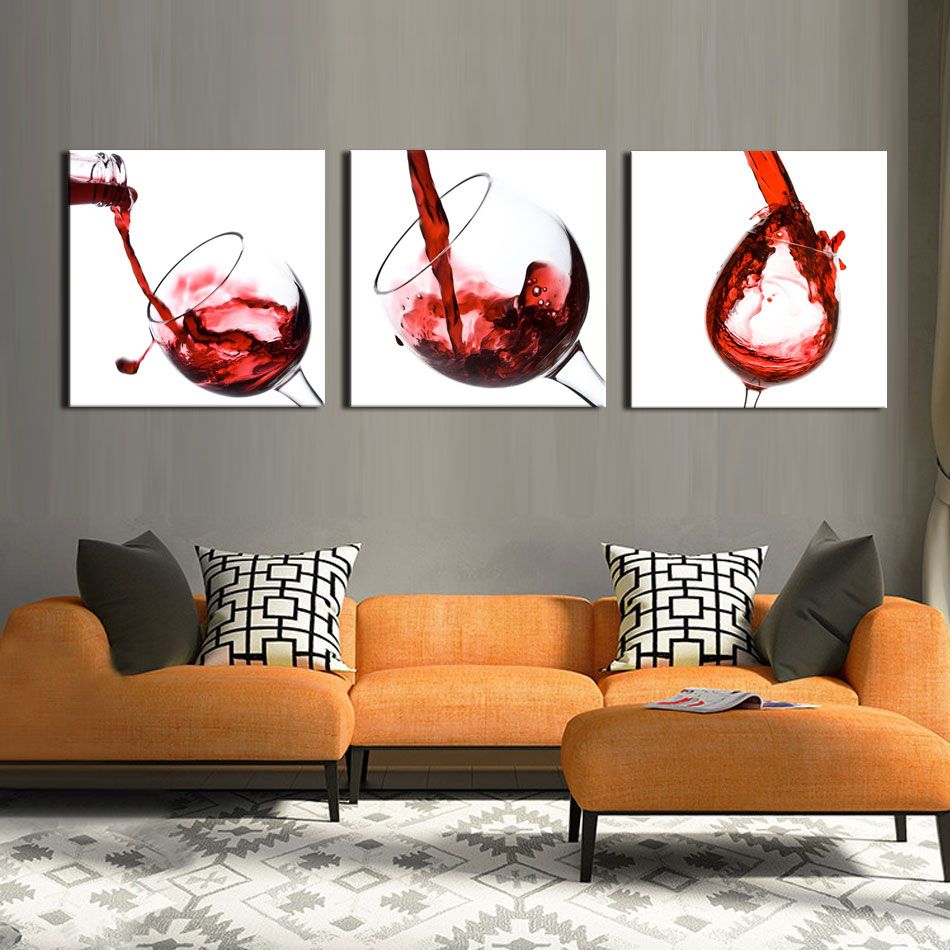 2020 Creative Art Large Red Wine Glasses Canvas Art, Picture Painting ...