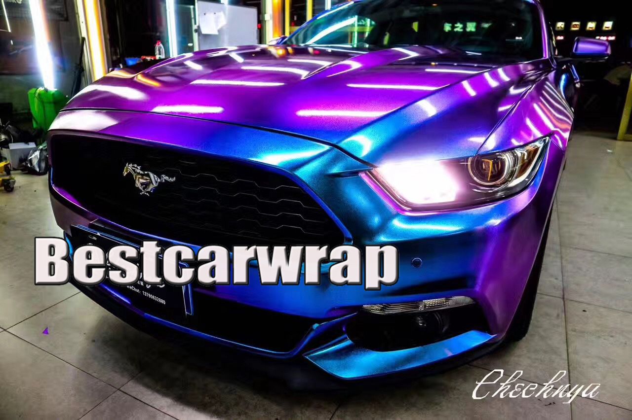 2019 Purple Blue Sparkle Chameleon Gloss Vinyl Car Wrap ...