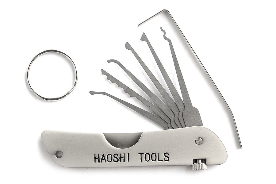 HAOSHI Foldable 6 Single Hook Picks Lock Pick Set Lock Picking Tools