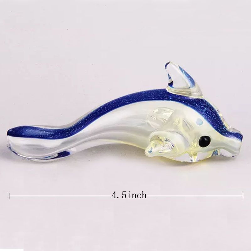 6.5 Inch Yellow Clear Dolphin TOBACCO Glass Smoking Pipe Herb Animal Hand Pipes 