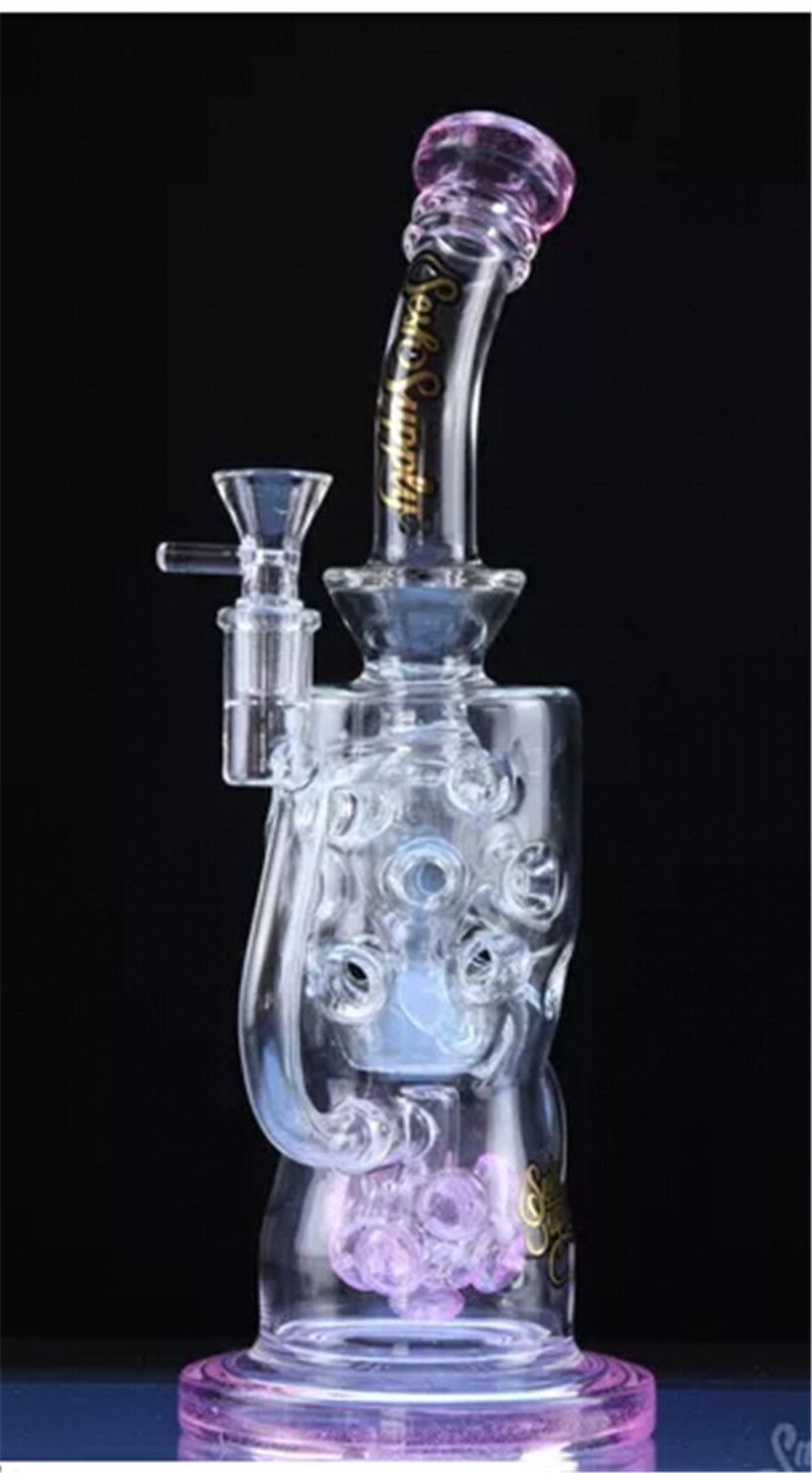 2021 Glass Bong Oil Burner Glass Pink Tire Perc Bowl Recycle Bubber