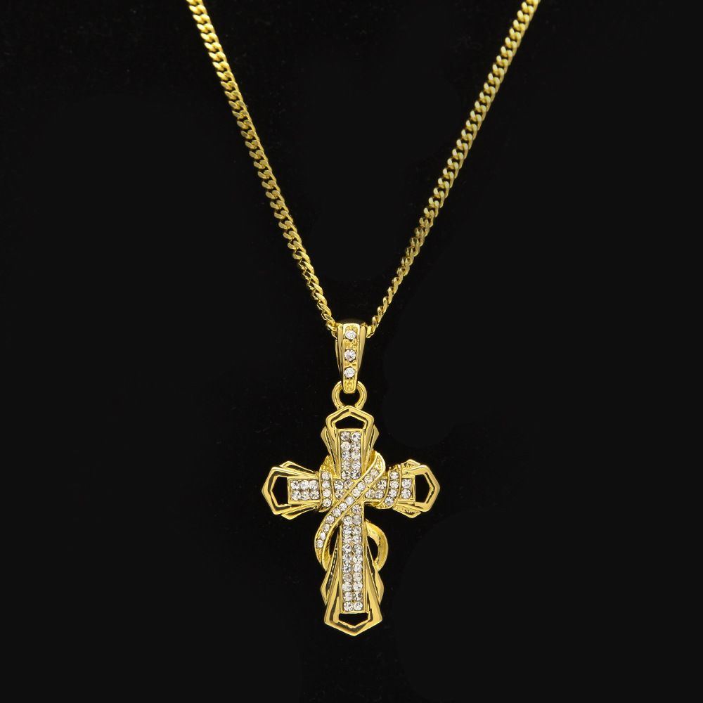 Wholesale 18K Gold Plated Mini Cross Iced Out Cz Crystal Pendant ...