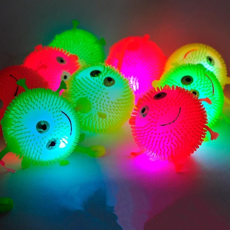 Mix Color Flash Led Bouncy Balls Glowing Smile Soft Rubber Ball Toy Luminous for Party Supplies ...