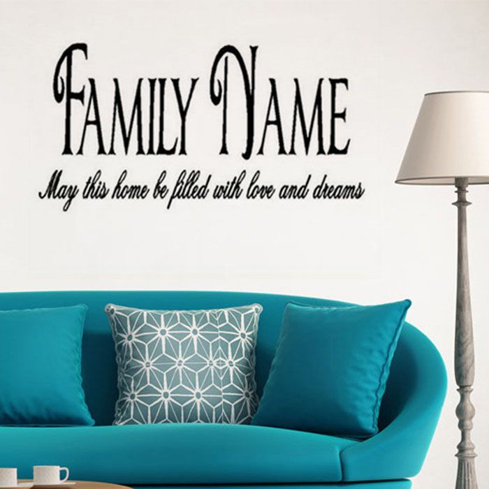 Acquista adesivi da parete personalizzati nome della famiglia nome ... Stickers da parete personalizzati