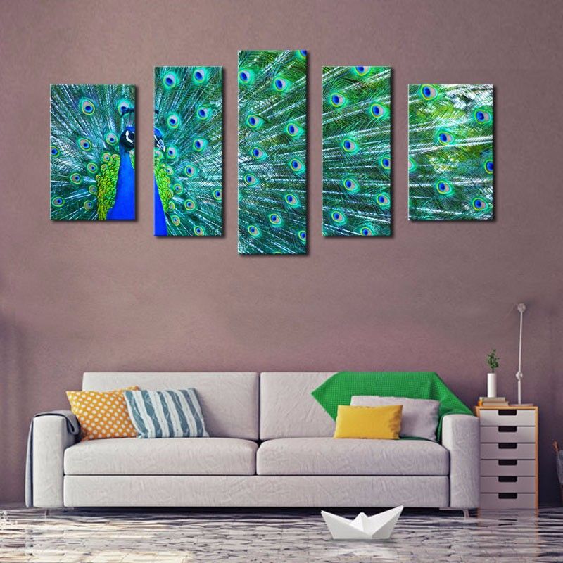 Panel Wall Decor 2017 lk583 5 panel wall art beautiful peacock oil painting on Panel Wall Decor 2017 lk583 5 panel wall art beautiful peacock oil painting on