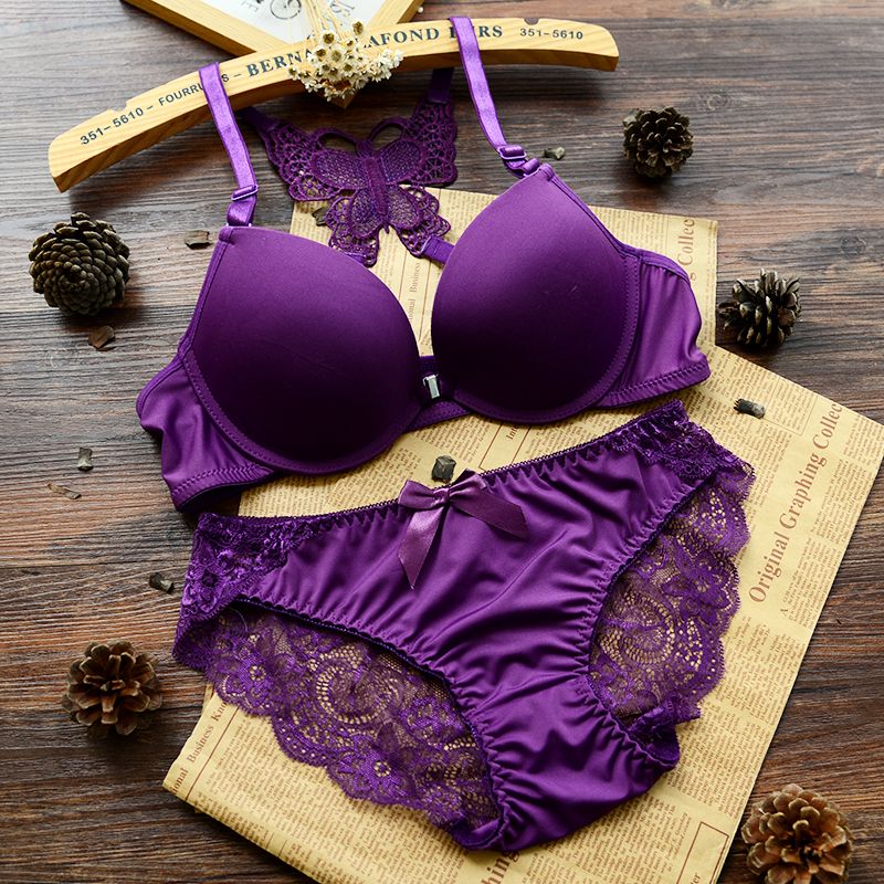 2021 New Women Bra Sets Front Closure Bra Set Sexy Lace Racer Back Push Up With Briefs Underwear