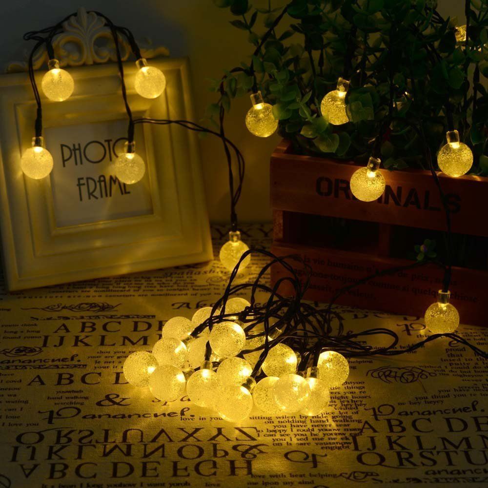 Solar Powered Led Outdoor String Lights 6m 30leds Solar Powered Led Outdoor String Lights 6m 30leds Crystal Ball Globe Fairy Strip For Outside Garden Patio Party By Cnlighting