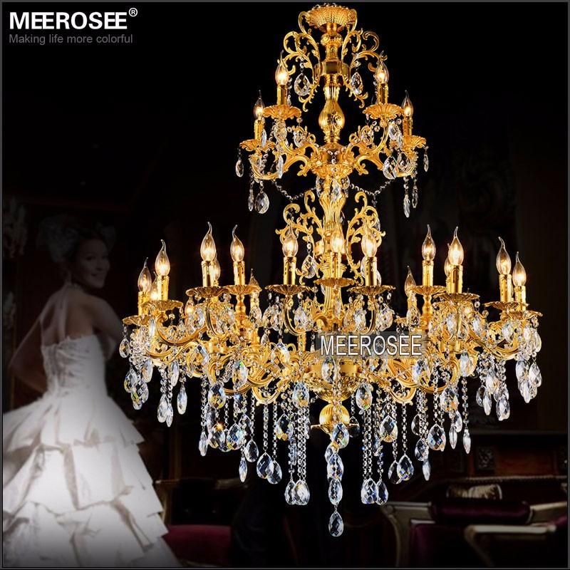 Luxurious Gold Large Crystal Chandelier Lamp Re Light Luxurious Gold Large Crystal Chandelier Lamp Re Light Fixture 3 Tiers 29 Arms Hotel Md3034 D1200mm H1450mm Chandeliers For