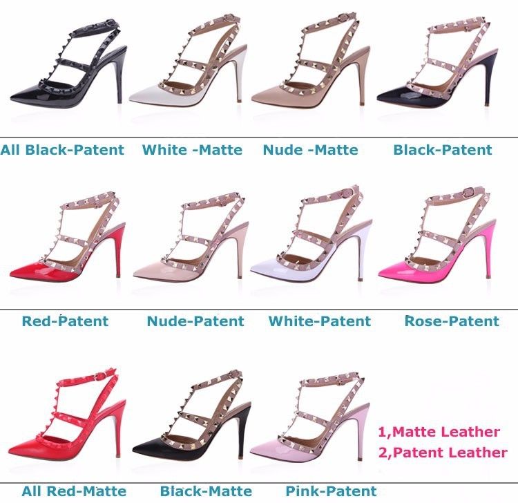 Fashion 2106 Summer New Name Brand Pointed Toe Rivets Lady High Heel