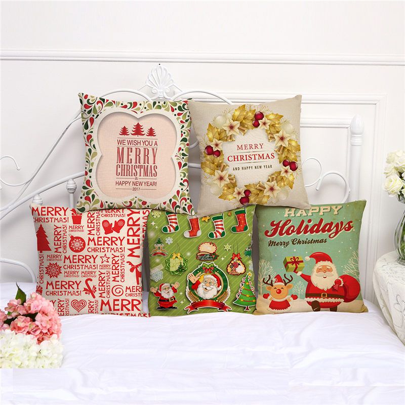 beddom pillowcases merry christmas series cotton linen throw pillow christmas pillowcases