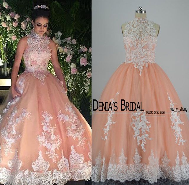 coral wedding dress