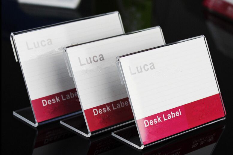 2021 6*4CM Clear Acrylic Label Holder Showing Stand Sign Tag Commodity Price Label Frame Dispaly ...