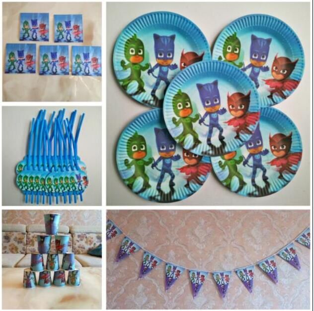 New Pj Masks Baby Boy Shower Paper Plates Glass Kids Favors