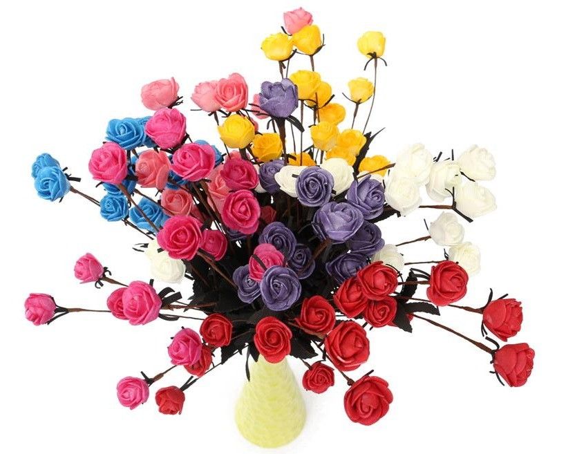 144pcs Diameter 2.5CM Head Multicolor PE Rose Foam Mini