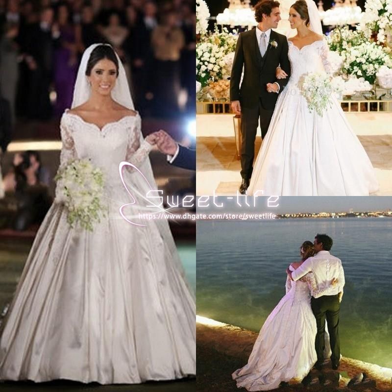 long sleeve taffeta wedding dress