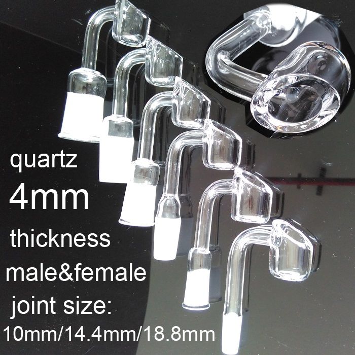 Quartzo real de 4mm de espessura clube banger domeless para bong vidro 10mm 14mm 18mm unha de vidro sem dominação conjunta masculino feminino 45 graus de 90 graus