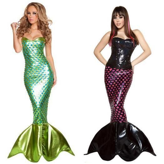 2016 fashion new clothing sequins flash color mermaid party dresses mermaid costume plus size