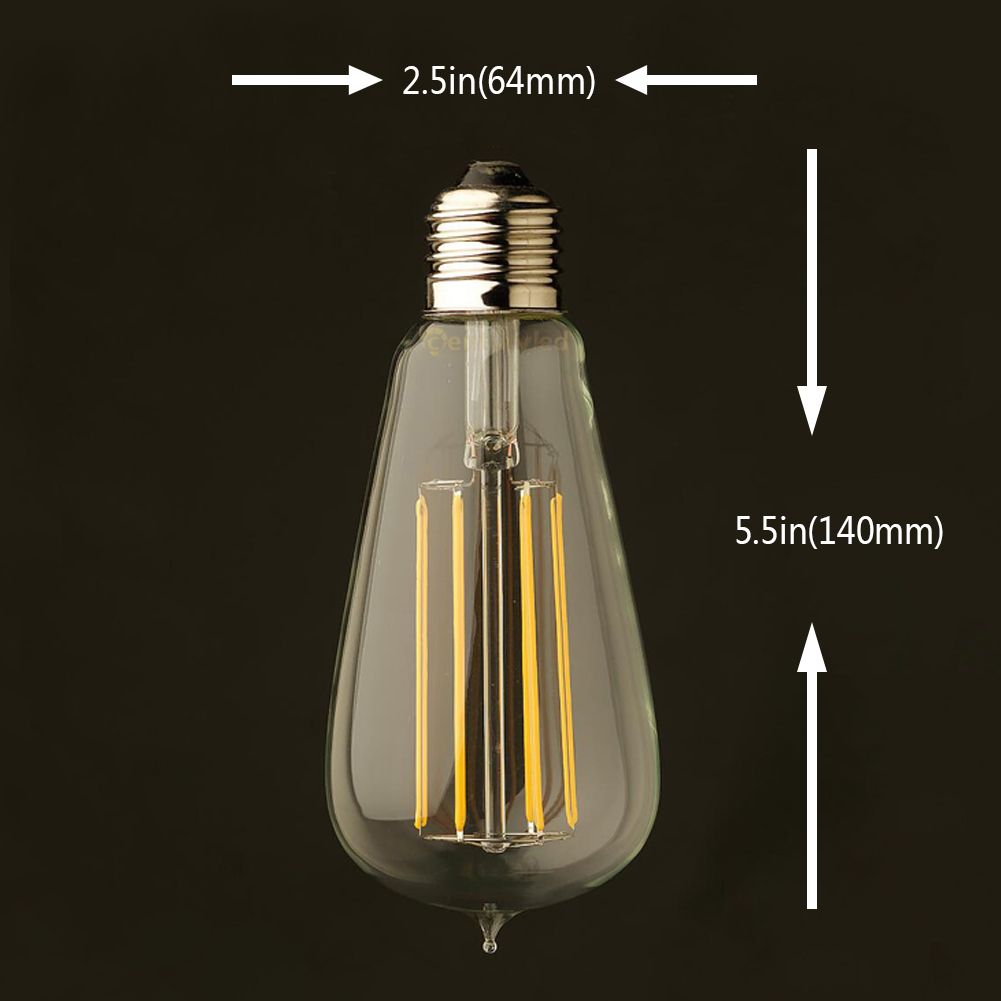 4W 6W 2200K Edison LED Long Filament Bulb Retro ST64 Clear Style Decorative For Pendant Lamp E26