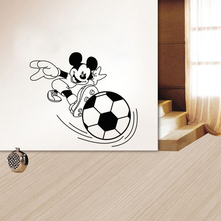 Karikatur mickey fuÃball spielt wand aufkleber dekor wand kunst ...