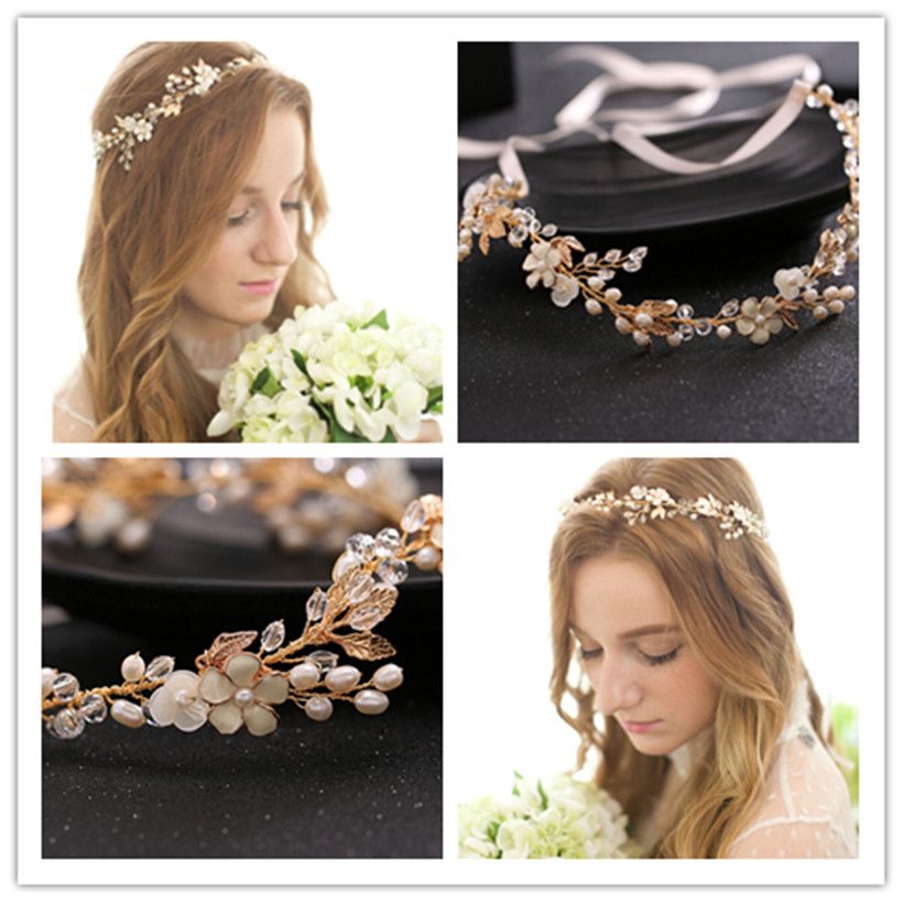Vintage Wedding Bridal Crystal Rhinestone Headband Ribbon Princess