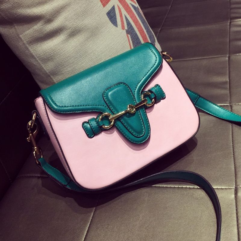 UNstyle Vintage Elegant Shoulder Saddle Bags Fashion Green And Pink