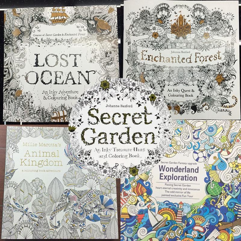 2016 New 96 Pages An Inky Treasure Hunt And Coloring Books Secret Garden Enchanted Forest Lost Ocean Animal Kingdom Wonderland Colouring Book For