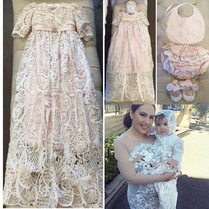 long sleeve lace christening gown