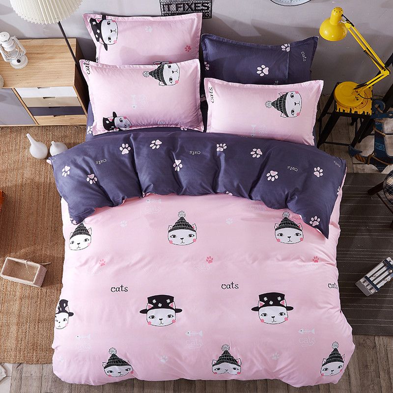 Love Cat Cartoon Bedding Sets Pink Comforter Set Duvet Cover Bed Love Cat Cartoon Bedding Sets Pink Comforter Set Duvet Cover Bed Sheet Single Double Queen King Size Kids Beach Fl From