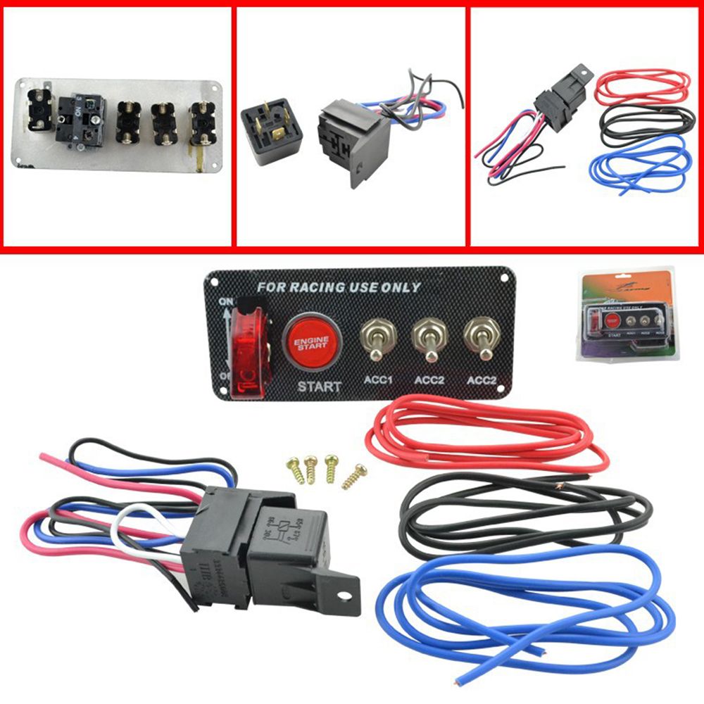 2019 New 12v Diy Racing Car Switch Panel Carbon Fibre Integrated Ignition Engine Start Push