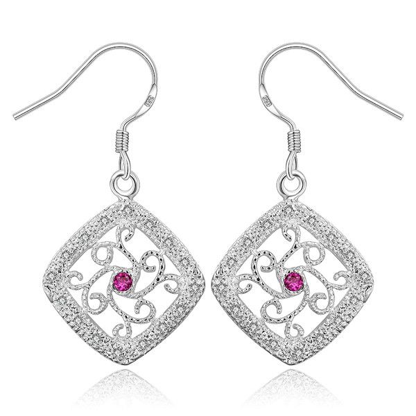 2018 New Arrival Diamond Sterling Silver Plated Jewelry Dangle 2018 New Arrival Diamond Sterling Silver Plated Jewelry Dangle Chandelier Earring For Women De394 Popular Pink Gemstone 925 Earrings From Dongfangmei