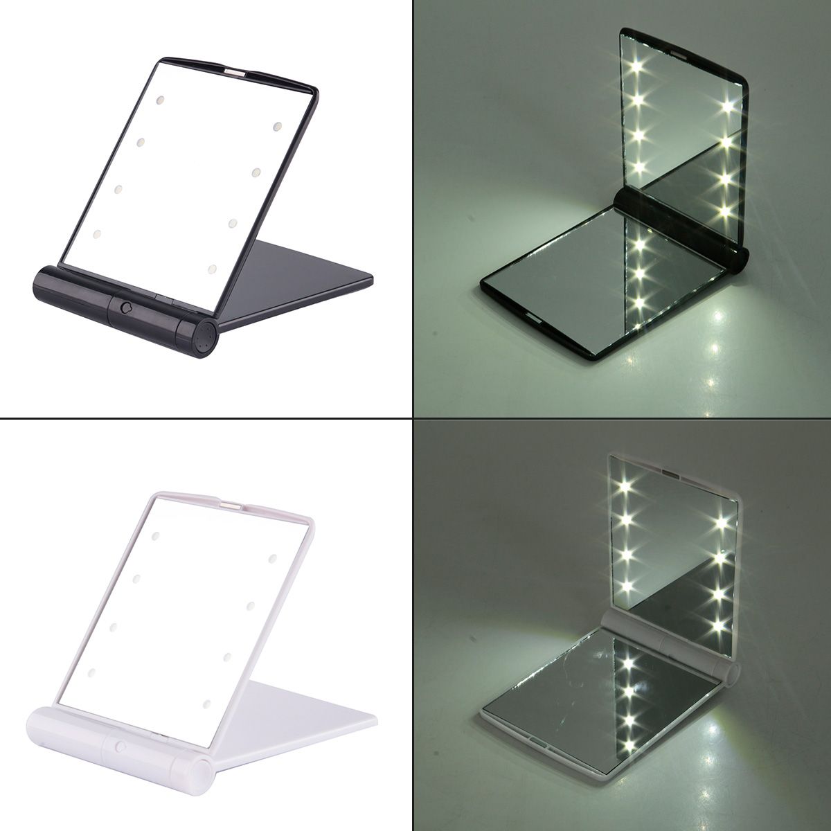 Led Compact Mirrors Makeup Mirror 8 Lights Lamps Cosmetic Led Compact Mirrors Makeup Mirror 8 Lights Lamps Cosmetic Folding Portable Pocket Hand Make Up Under With Bettery Vanity