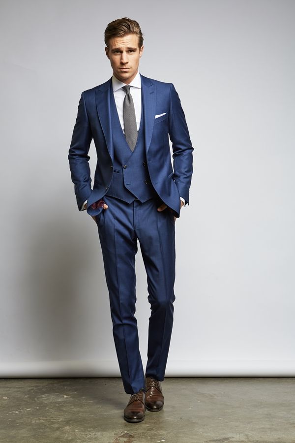 Royal Blue Custom Made Mens Wedding Suits Two Buttons Slim Fit Grooms